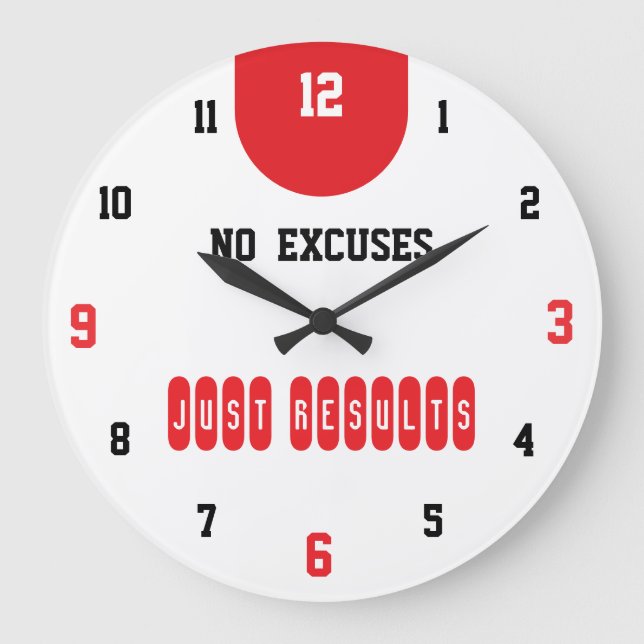 Reloj Redondo Grande No Excuses Just Results Fitness (Anverso)