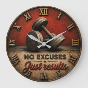 Reloj Redondo Grande No Excuses Just Results Home Gym Fitness 