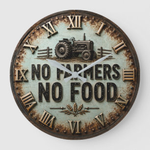 Reloj Redondo Grande No Farmers No Food Rustic Farmhouse Tractor 