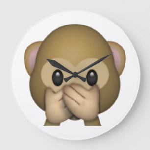 Reloj Redondo Grande No hable ningún mono malvado - emoji