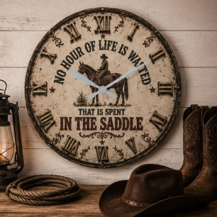 Reloj Redondo Grande No Hour of Life Is Wasted in the Saddle Cowboy