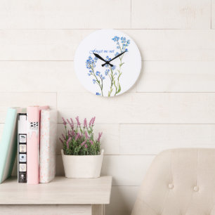 Reloj Redondo Grande No me olvides Flor de jardín acuarela personalizad
