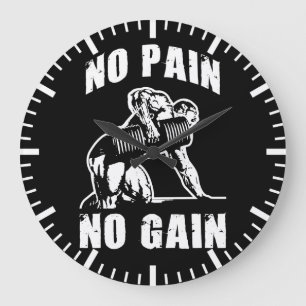 Reloj Redondo Grande NO PAIN NO GAIN. Bodybuilding Workout Motivational