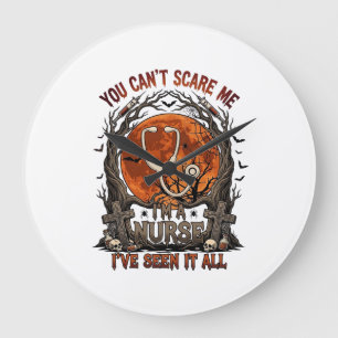 Reloj Redondo Grande No Puedes Asustarme Enfermera Halloween Estetoscop