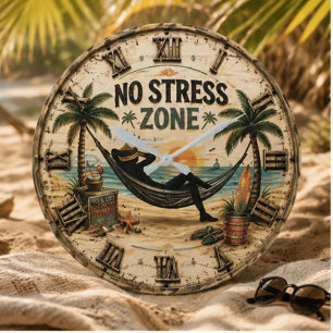Reloj Redondo Grande No Stress Zone Beach Coastal Farmhouse