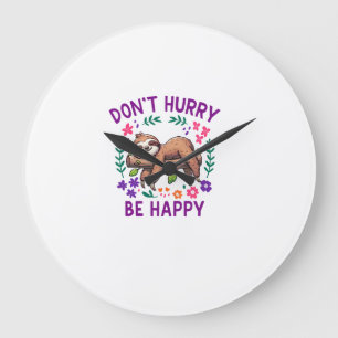 Reloj Redondo Grande No te apresures Sé feliz Camiseta de manga larga d