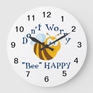 Reloj Redondo Grande No te preocupes "Bee" Happy Large Wall Clock