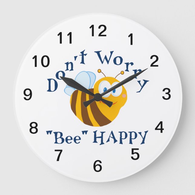 Reloj Redondo Grande No te preocupes "Bee" Happy Large Wall Clock (Anverso)