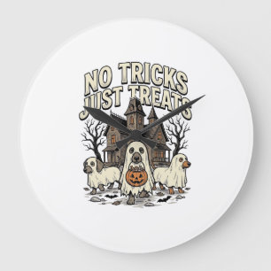 Reloj Redondo Grande No Trucos Solo Trucos Halloween Dachshund Fantasma