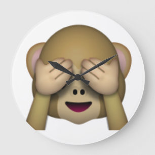 Reloj Redondo Grande No ver Mono Malvado - Emoji