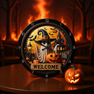 Reloj Redondo Grande Noche de bienvenida Ghost Halloween