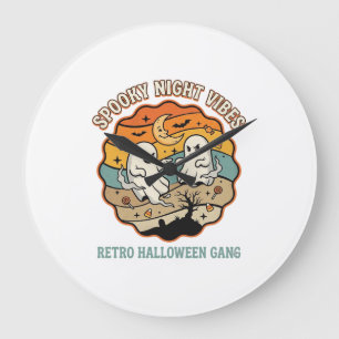 Reloj Redondo Grande Noche de Fantasmas Retro de Halloween