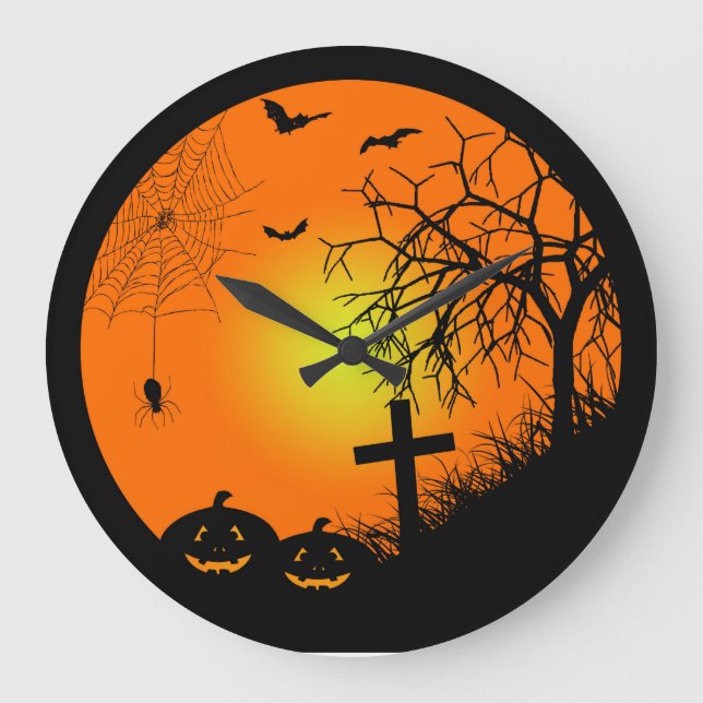Reloj Redondo Grande Noche de Halloween (Anverso)