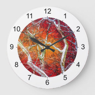 Reloj Redondo Grande Noche de invierno rojo
