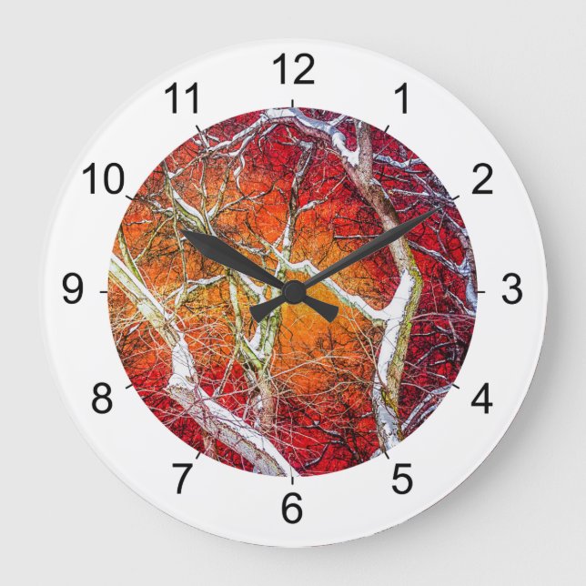 Reloj Redondo Grande Noche de invierno rojo (Anverso)