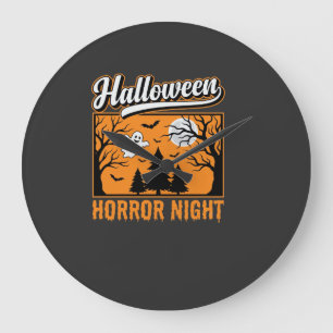 Reloj Redondo Grande Noche de Terror de Halloween Bosque Fantasma Retro