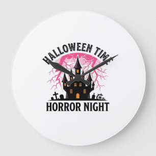 Reloj Redondo Grande Noche de Terror de Halloween Vintage Castillo Embr