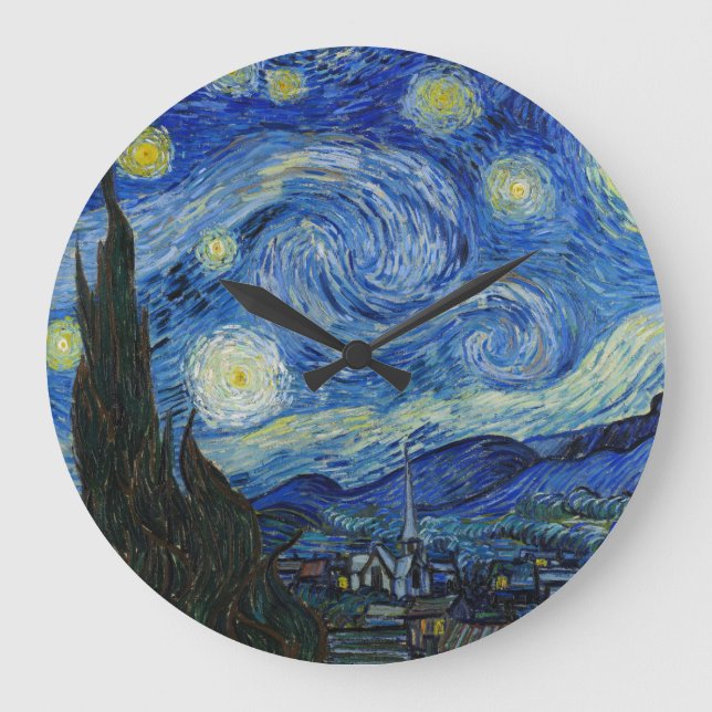 Reloj Redondo Grande Noche estrellada, 1889, por Vincent van Gogh (Anverso)