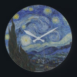 Reloj Redondo Grande "Noche estrellada" por Van Gogh<br><div class="desc">Este diseño presenta una reproducción sin alteraciones ni ediciones muy alta de la famosa pintura "Starry Night" de Van Gogh.</div>