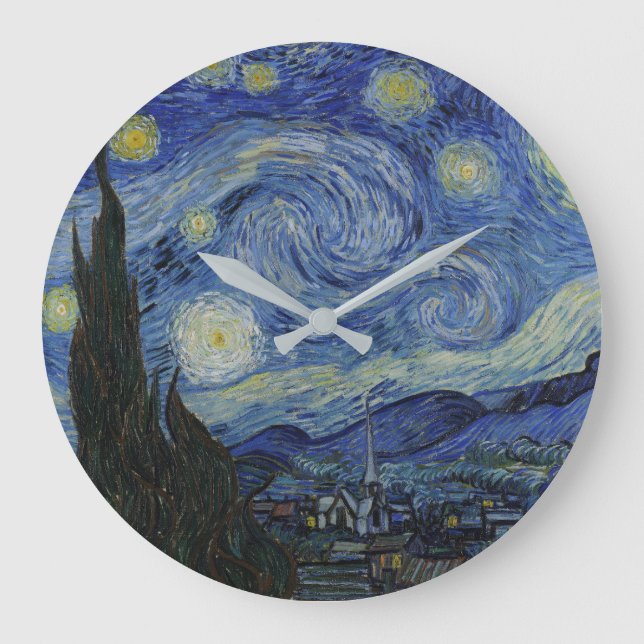 Reloj Redondo Grande "Noche estrellada" por Van Gogh (Anverso)