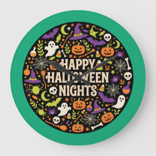 Reloj Redondo Grande Noches Felices de Halloween Calabaza Fantasma Ador