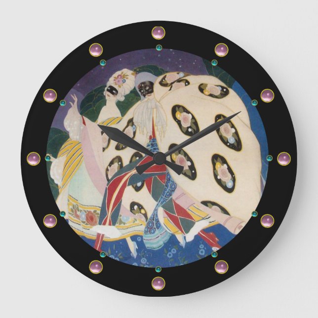 Reloj Redondo Grande NOCTURNA CON MÁSCARAS / Mascarada veneciana Art Dé (Anverso)