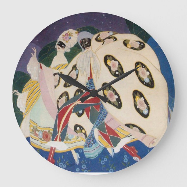 Reloj Redondo Grande NOCTURNA CON MÁSCARAS / Mascarada veneciana Art Dé (Anverso)