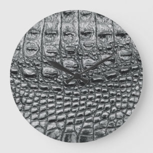 Reloj Redondo Grande Noir cocodrilo: Mistique de cuero negro