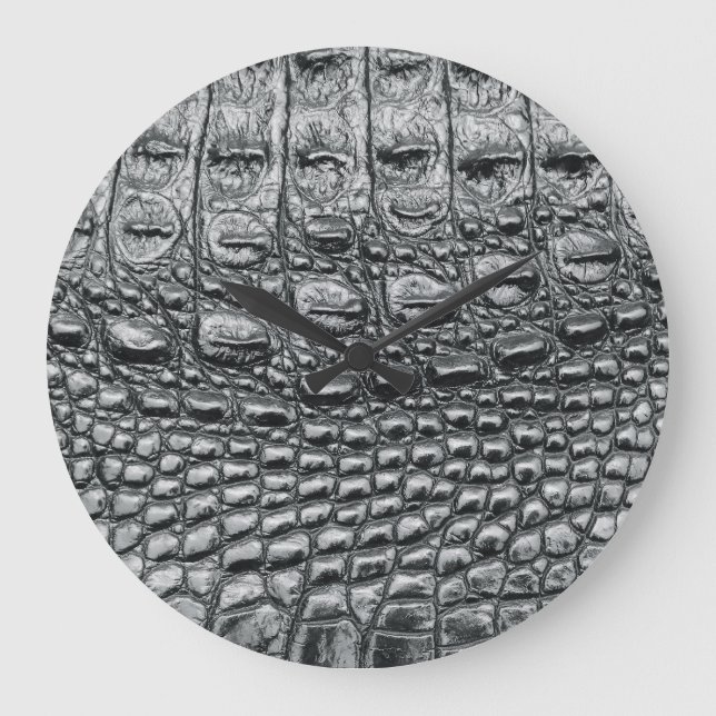 Reloj Redondo Grande Noir cocodrilo: Mistique de cuero negro (Anverso)