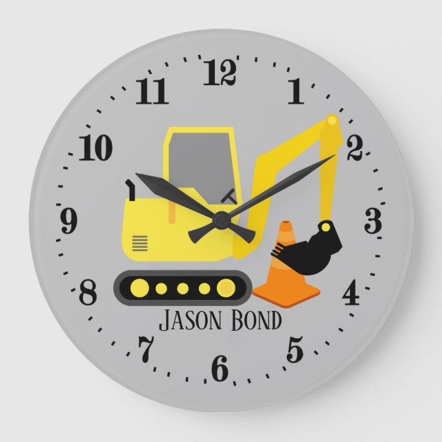 Reloj Redondo Grande nombre añadido del camión digificador de construcc (Anverso)