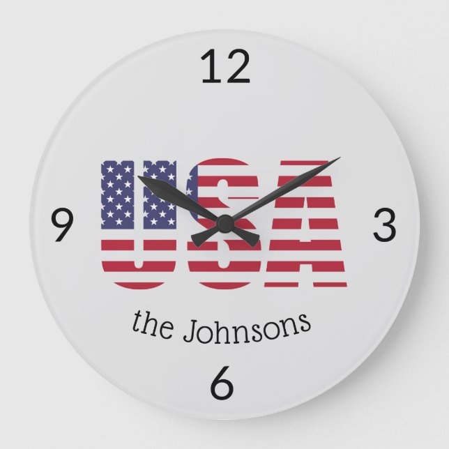 Reloj Redondo Grande Nombre, Bandera Patriótica de Estados Unidos 10.75 (Anverso)