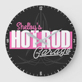 Reloj Redondo Grande NOMBRE Chica personalizado Pinstripes Hot Rod Gara