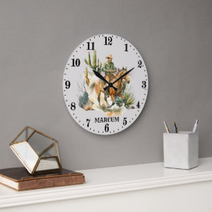 Reloj Redondo Grande nombre de agregado de cowboy de Guay Country Weste
