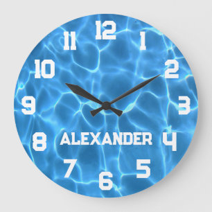 Reloj Redondo Grande Nombre de atleta Piscina de natación azul acuático