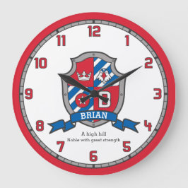 Reloj Redondo Grande Nombre de Brian que significa pájaro de protección
