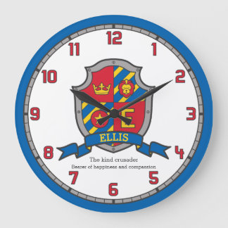 Reloj Redondo Grande Nombre de Ellis que significa letra de escudo herá