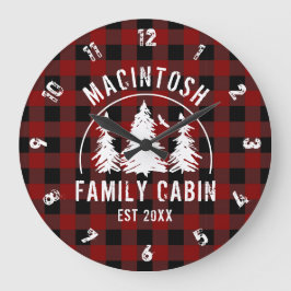 Reloj Redondo Grande Nombre de familia de la cabina Red Buffalo Tapado