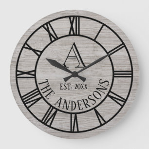 Reloj Redondo Grande Nombre de familia de la madera clásica
