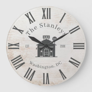 Reloj Redondo Grande Nombre de familia rústico moderno personalizado Es