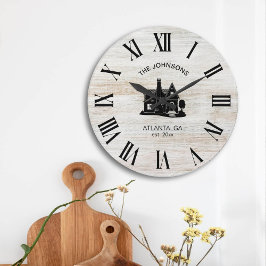 Reloj Redondo Grande Nombre de familia rústico vintage