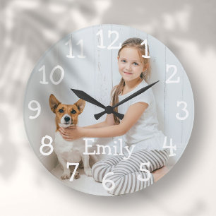 Reloj Redondo Grande Nombre de foto personalizado