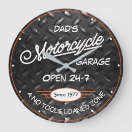 Reloj Redondo Grande Nombre de garaje de motocicleta Fecha Diamante Pla