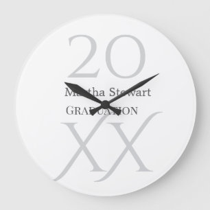 Reloj Redondo Grande nombre de graduación negrita 20XX felicitaciones a
