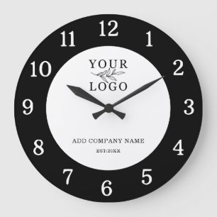Reloj Redondo Grande Nombre de la empresa de logotipo empresarial en bl