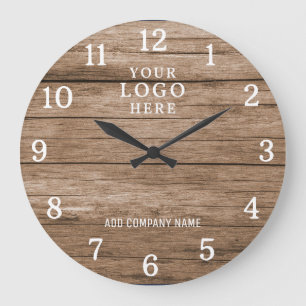 Reloj Redondo Grande Nombre de la empresa Logotipo comercial Madera de 