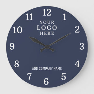 Reloj Redondo Grande Nombre de la empresa Logotipo de negocio Marca azu