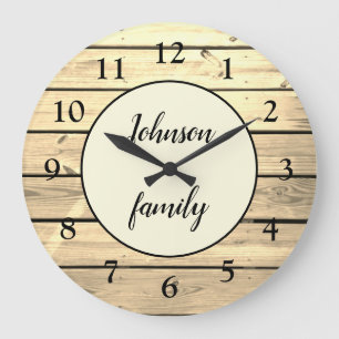 Reloj Redondo Grande Nombre de la familia Rústica Elegante de Madera C