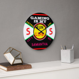 Reloj Redondo Grande Nombre de la sala de diversión para juegos Negro A