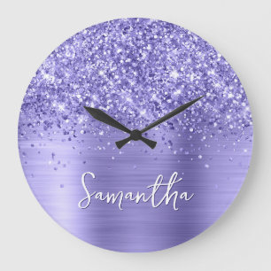 Reloj Redondo Grande Nombre de lámina de periwinkle brillante