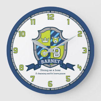 Reloj Redondo Grande Nombre de los chicos de Barney que significa escud